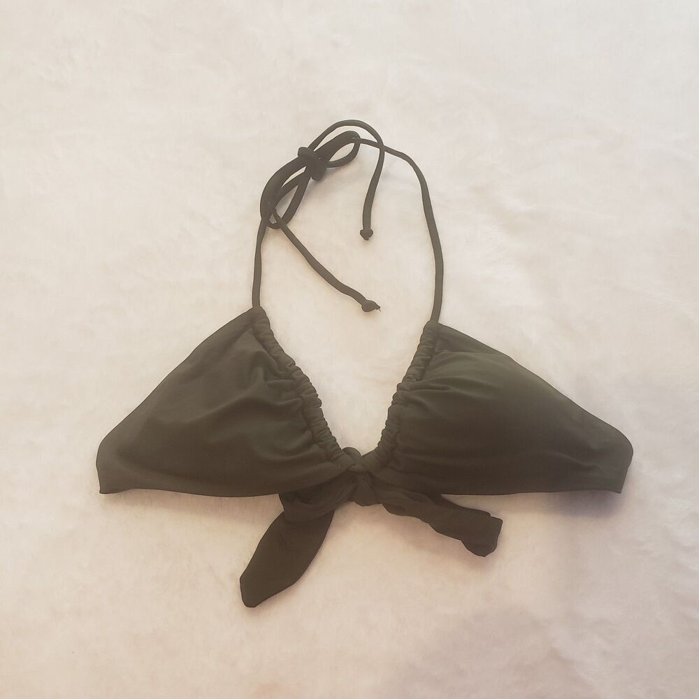 Victoria's Secret Bikini top in olive green W gold snake-shaped detail Sz S ZZZ